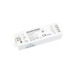 RF přijímač pro řízení CCT a jednobarevných pásků podle napárovaného ovladače dimLED.  Výstup 2x5A 12-24V.