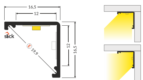 LED profil CABI12 DUO E/- hliník surový l 4