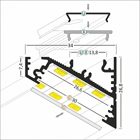 LED profil CORNER 27 MAXI 60° hliník
